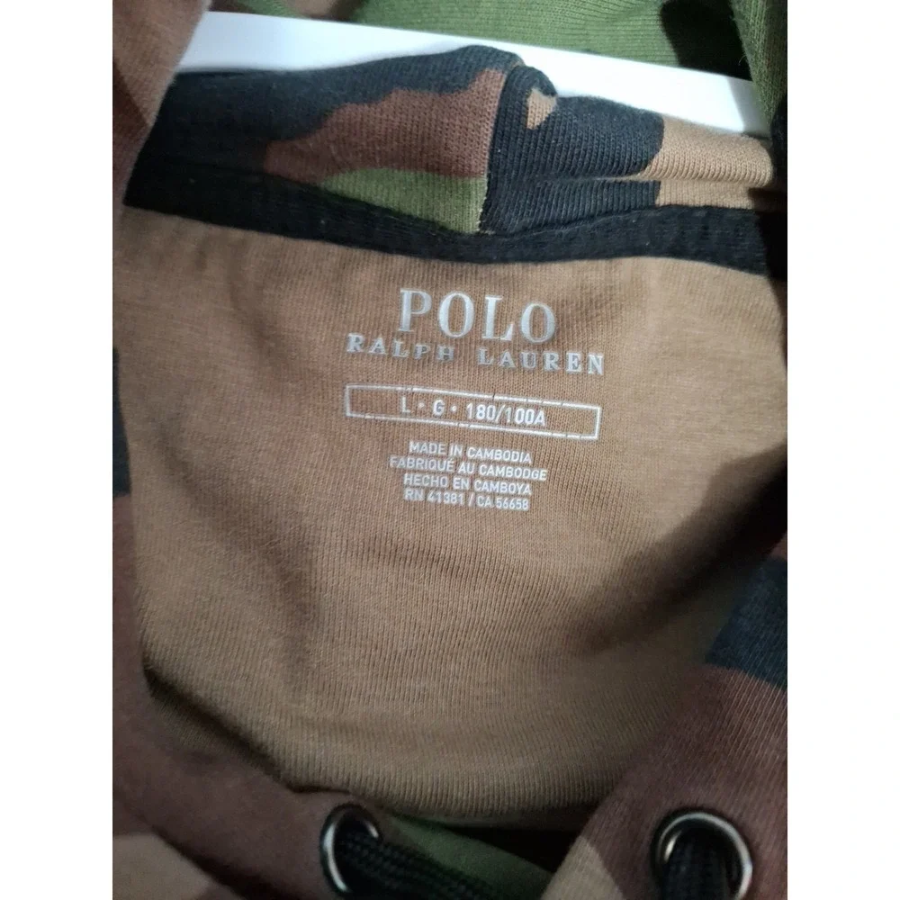 POLO RALPH LAUREN CHENILLE BIG PONY SURPLUS CAMO DOUBLE-KNIT HOODIE SWEATER...